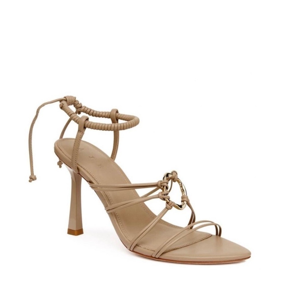 Aje Mirage Leather Strappy Ankle Tie High Heel Sandals in Willow - NWT